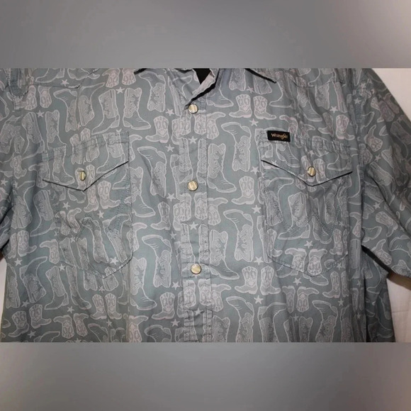 Men’s Wrangler Short Sleeve Pearl Snap Cowboy Boot Western Shirt Size XXL - Picture 5 of 13